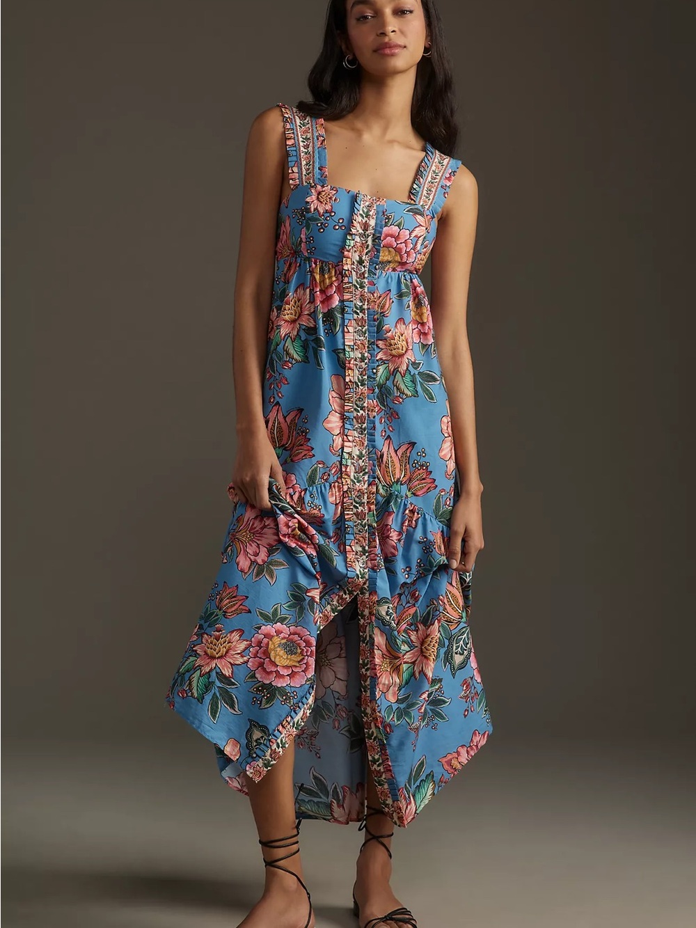 Farm Rio Wonderful Bouquet Sleeveless Midi Dress